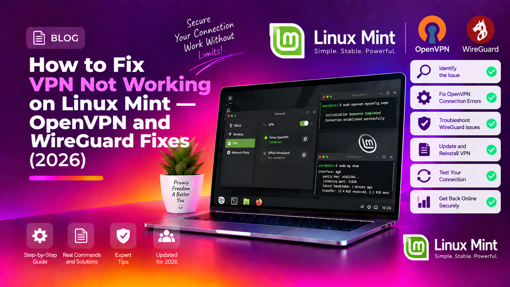 How to Fix VPN Not Working on Linux Mint — OpenVPN and WireGuard Fixes (2026)