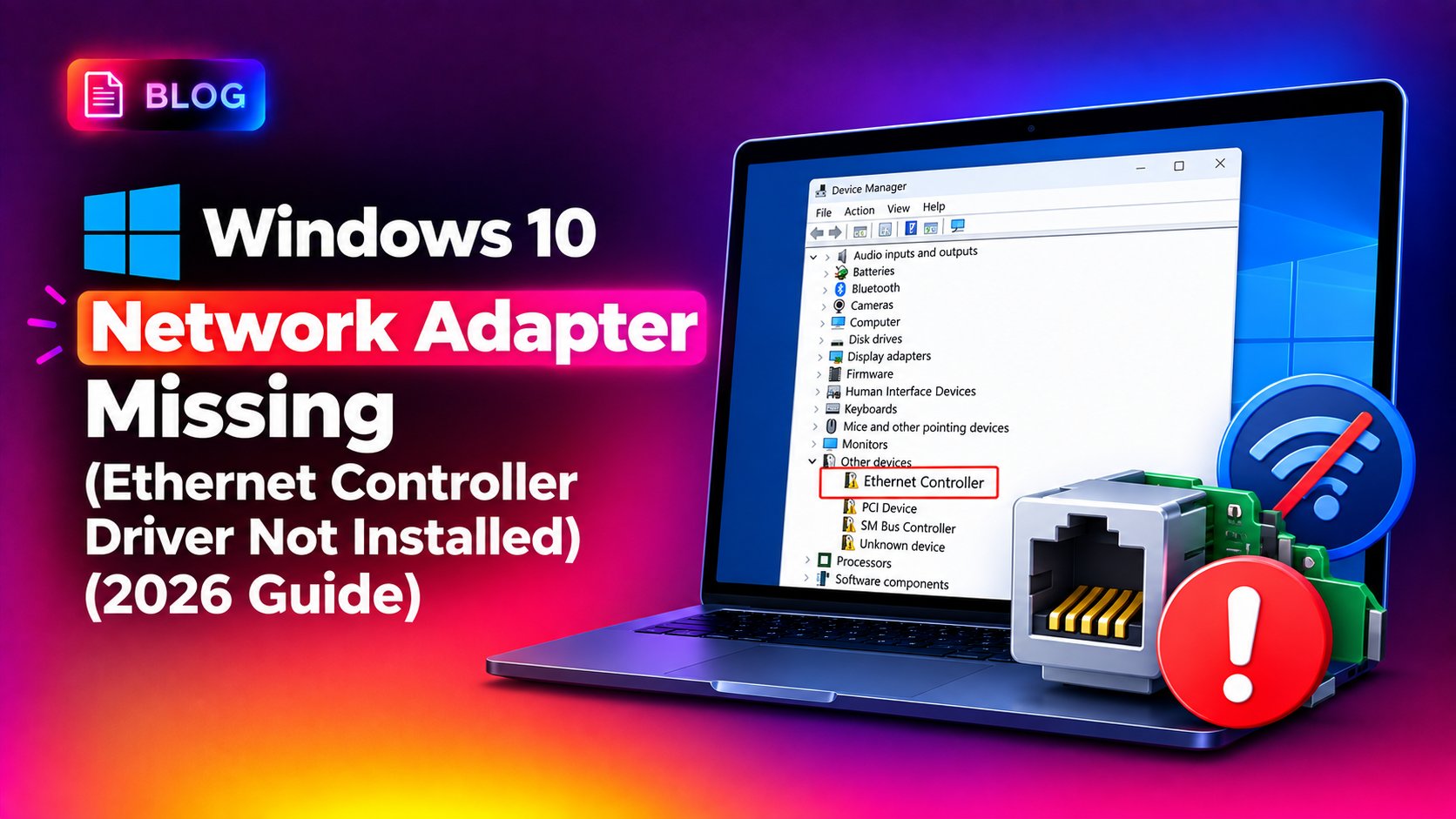 How to Fix Windows 10 Network Adapter Missing (Ethernet Controller Driver Not Installed) (2026 Guide)