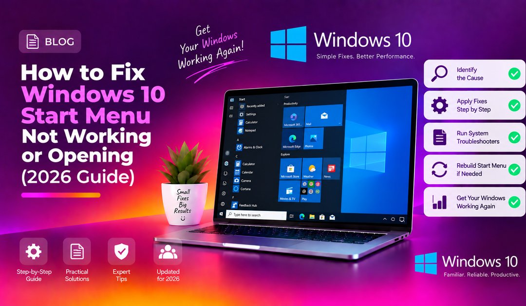 Fix Windows 10 Start Menu Not Working banner