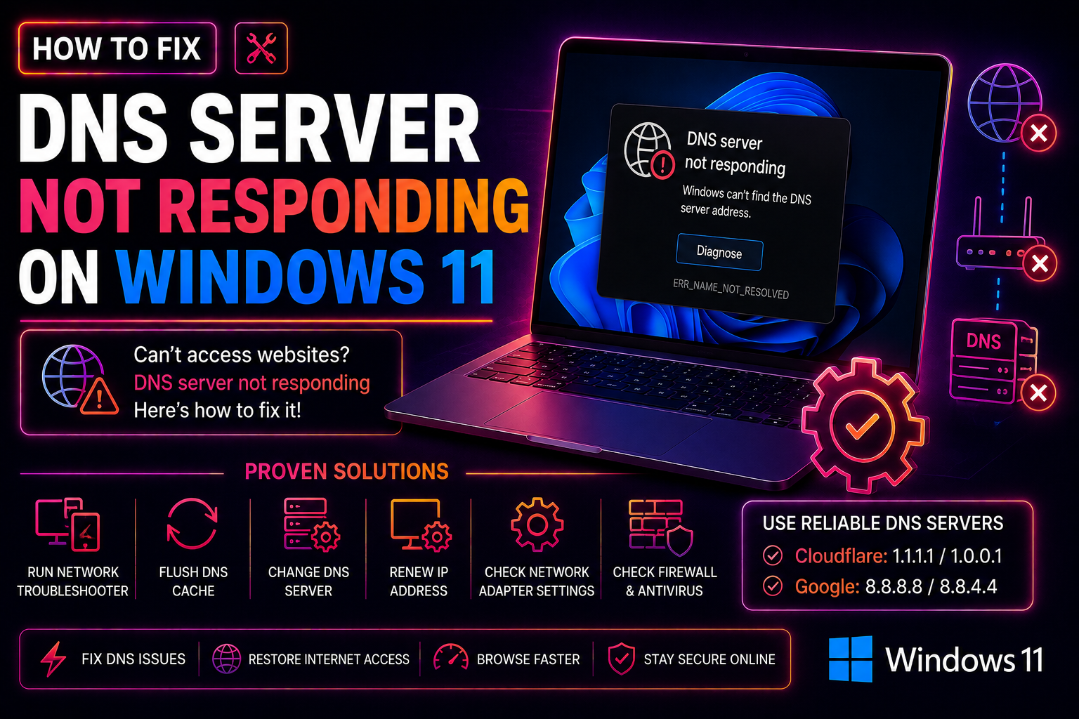 How to Fix DNS Server Not Responding on Windows 11 (2026 Guide)