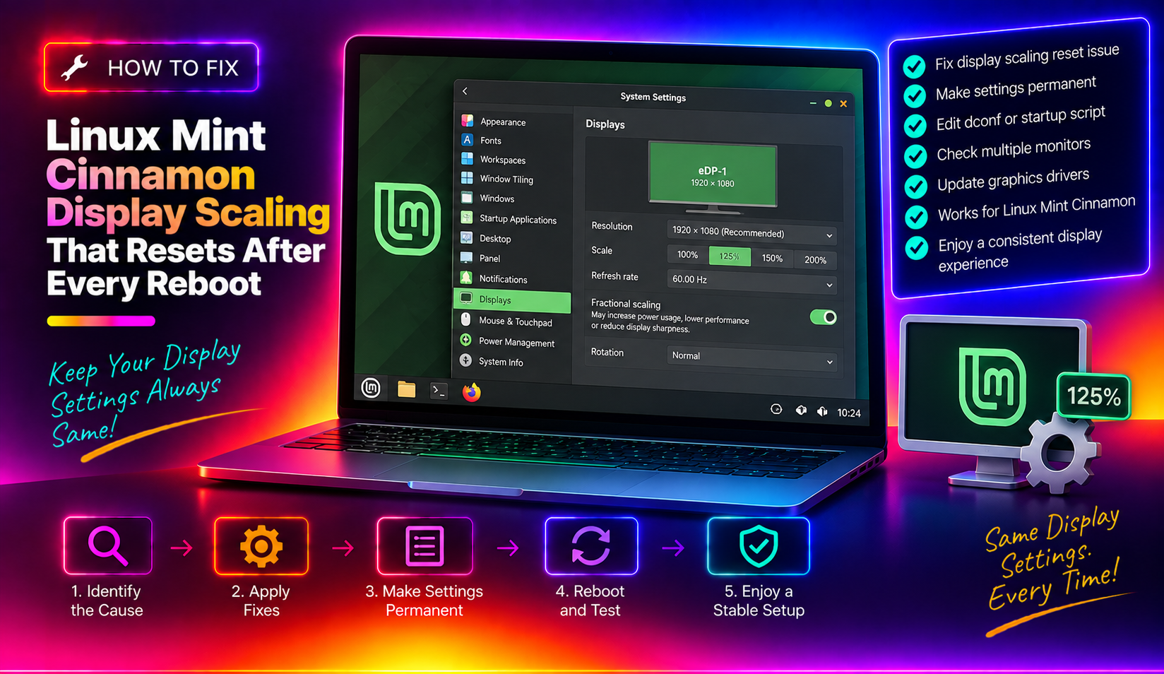 How to Fix Linux Mint Cinnamon Display Scaling That Resets After Every Reboot (2026 Guide)