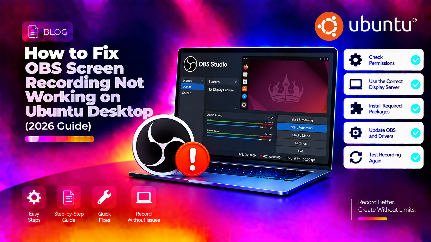 How to Fix OBS Screen Recording Not Working on Ubuntu Desktop (2026 Guide)