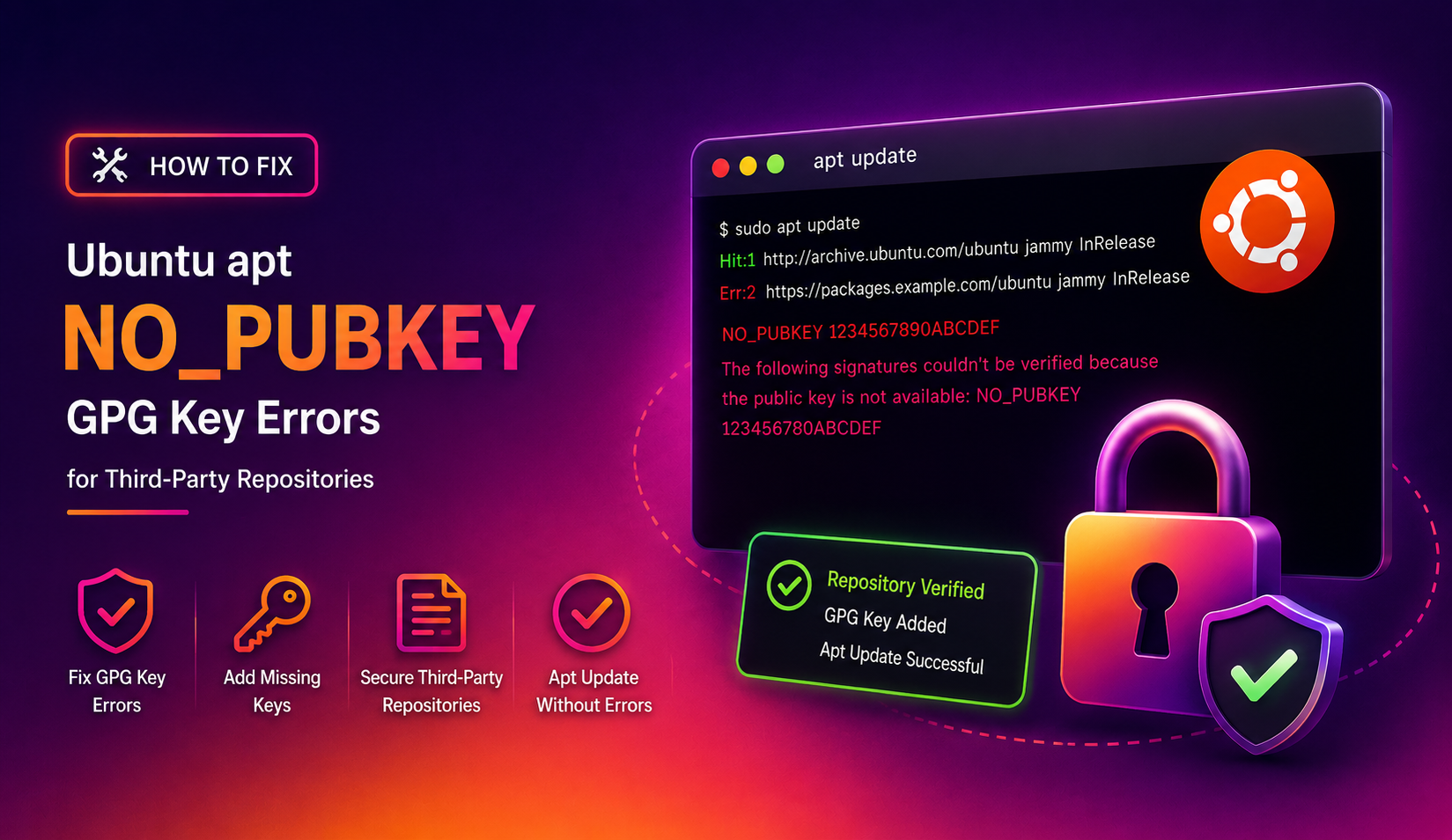 How to Fix Ubuntu apt NO_PUBKEY GPG Key Errors for Third-Party Repositories (2026 Guide)