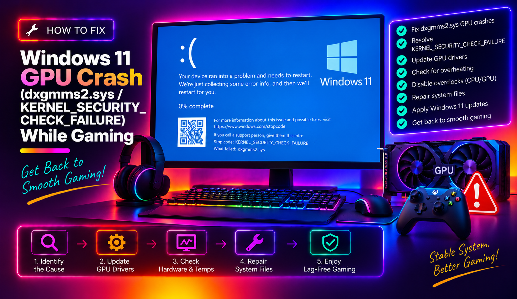 How to Fix Windows 11 GPU Crash (dxgmms2.sys / KERNEL_SECURITY_CHECK_FAILURE) While Gaming (2026 Guide)