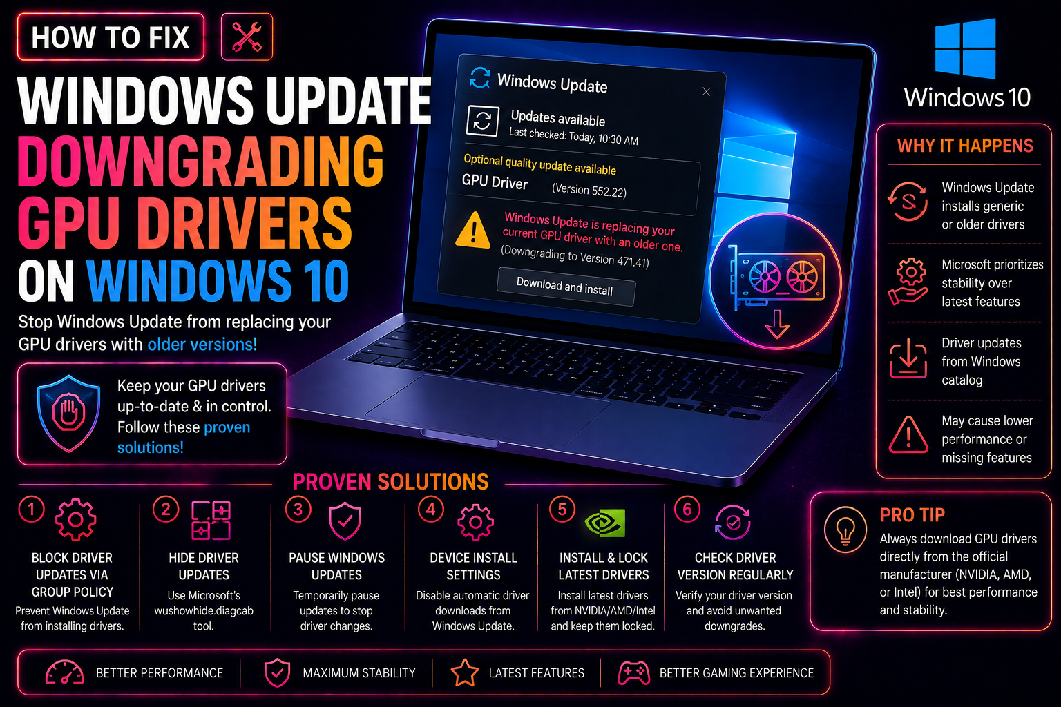 How to Fix Windows Update Downgrading GPU Drivers on Windows 10 (2026 Guide)