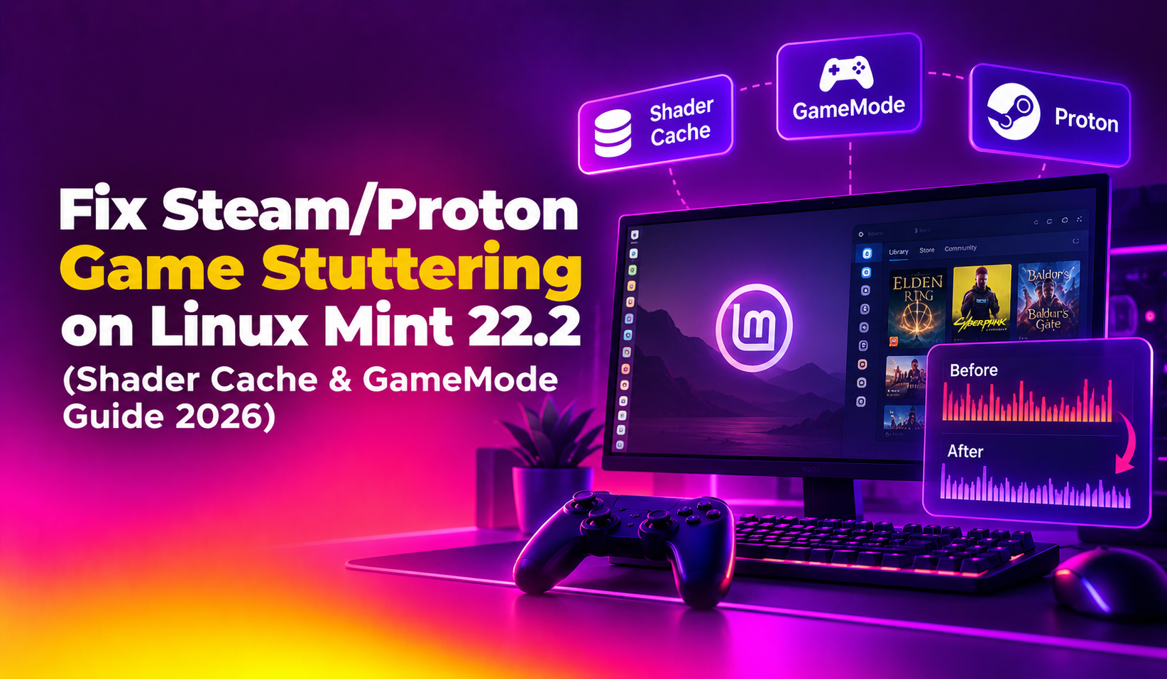 Fix Steam/Proton Game Stuttering on Linux Mint 22.2 (Shader Cache & GameMode Guide 2026)