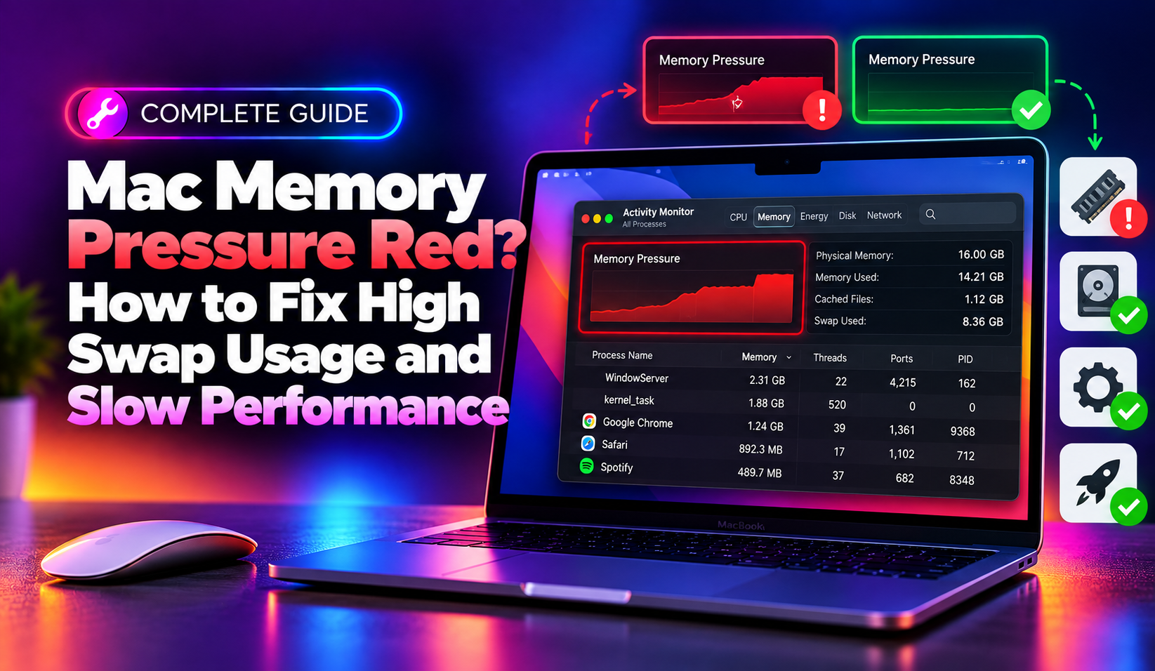 Mac Memory Pressure Red? How to Fix High Swap Usage and Slow Performance (2026 Guide)