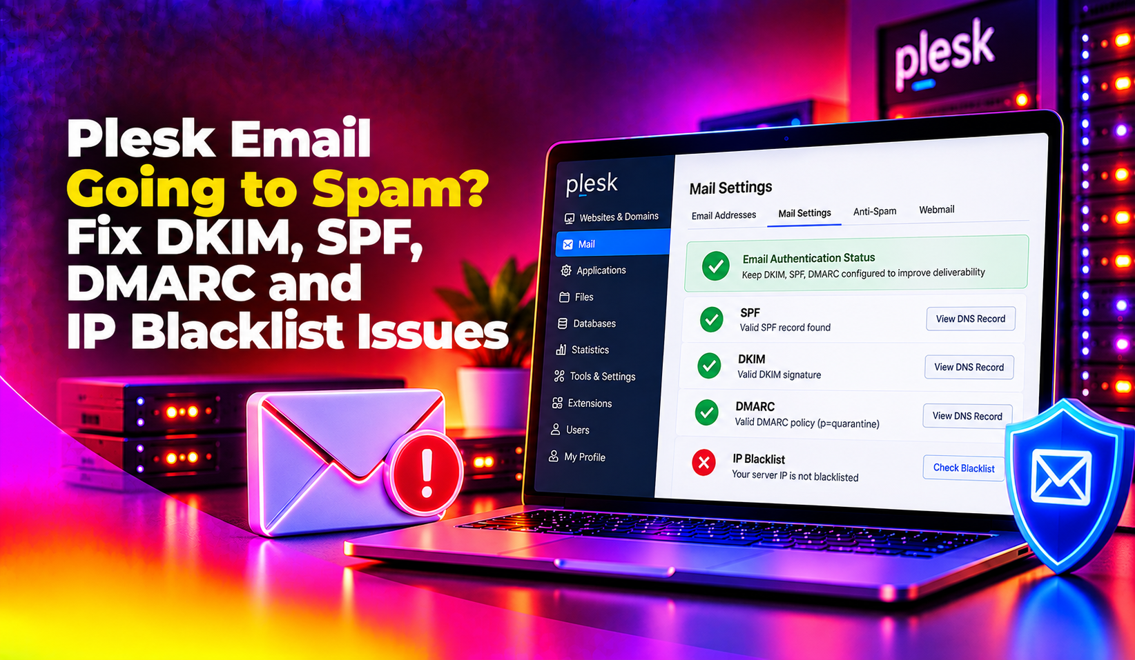 Plesk Email Going to Spam? Fix DKIM, SPF, DMARC and IP Blacklist Issues
