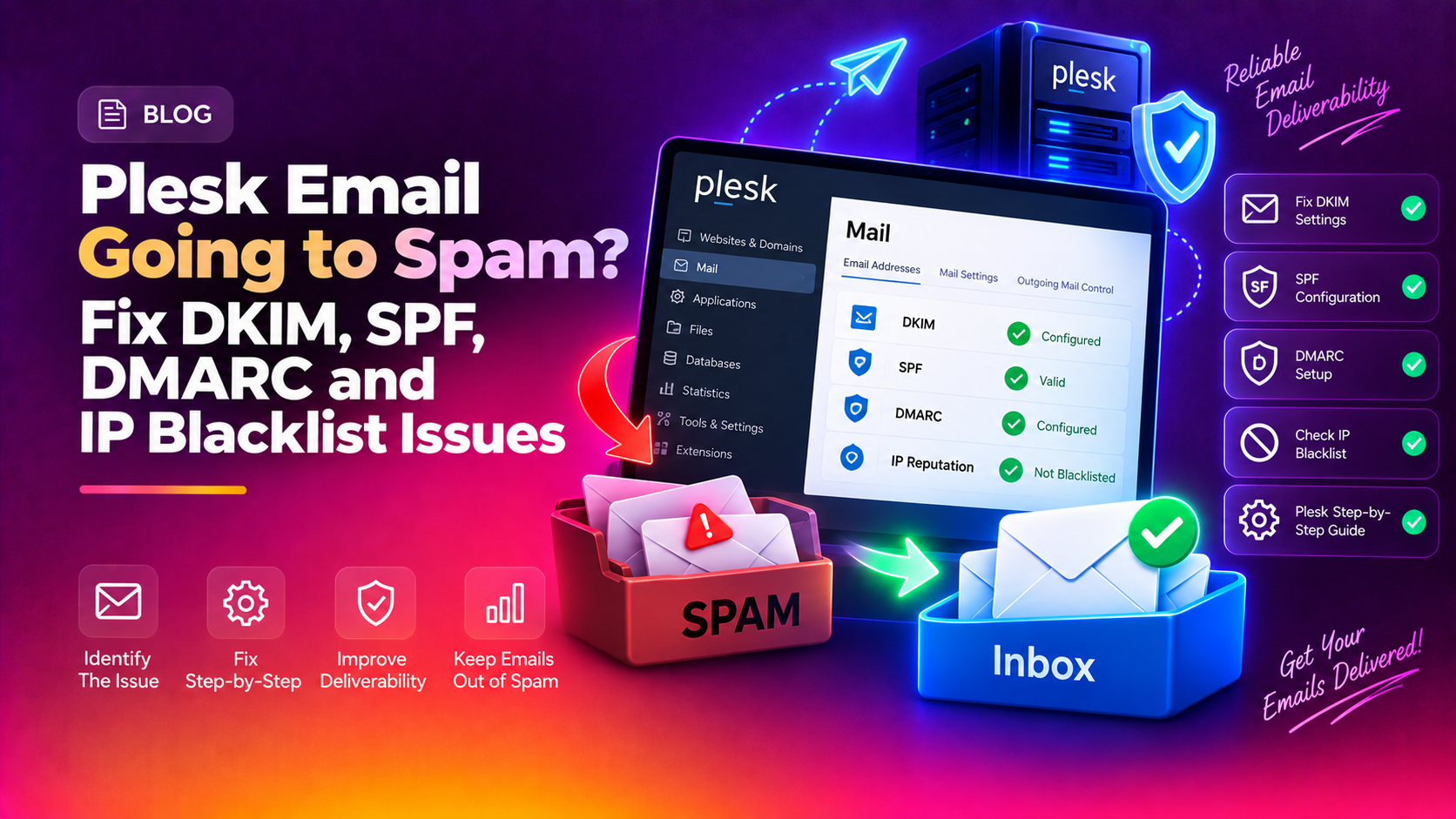 Plesk Email Going to Spam? Fix DKIM, SPF, DMARC and IP Blacklist Issues