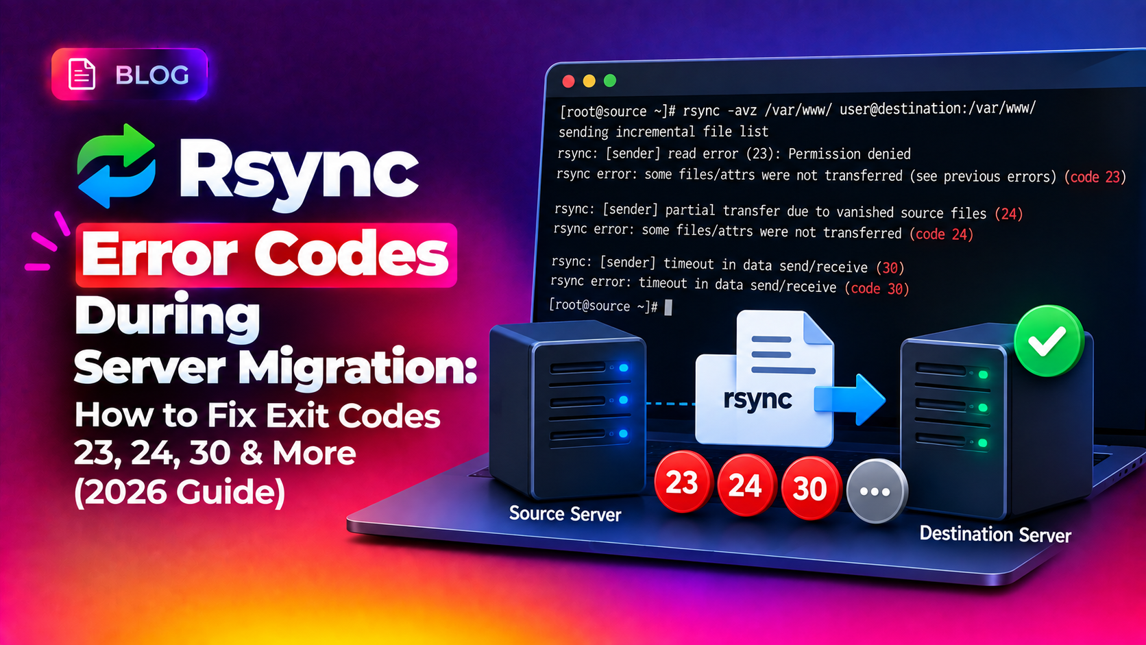 Rsync Error Codes During Server Migration: How to Fix Exit Codes 23, 24, 30 & More