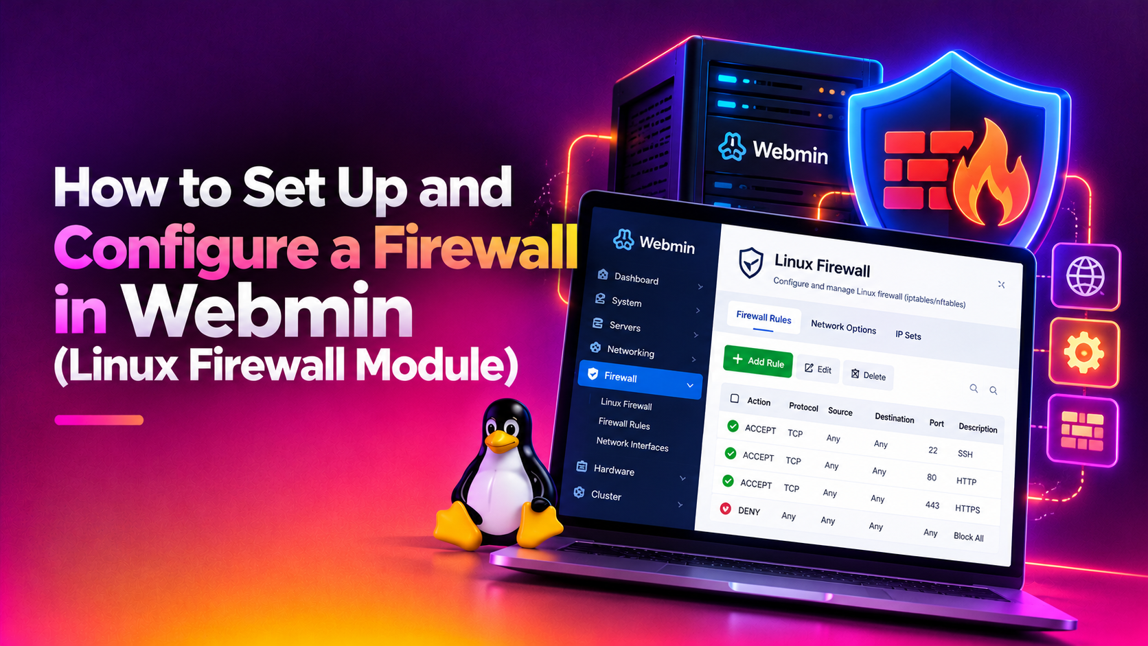 How to Set Up and Configure a Firewall in Webmin (Linux Firewall Module)