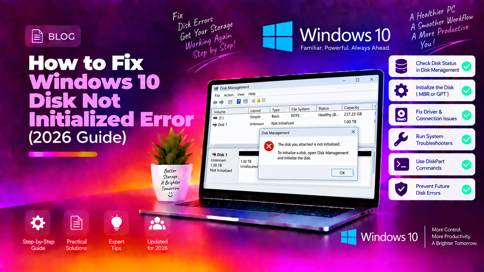 How to Fix Windows 10 Disk Not Initialized Error (2026 Guide)
