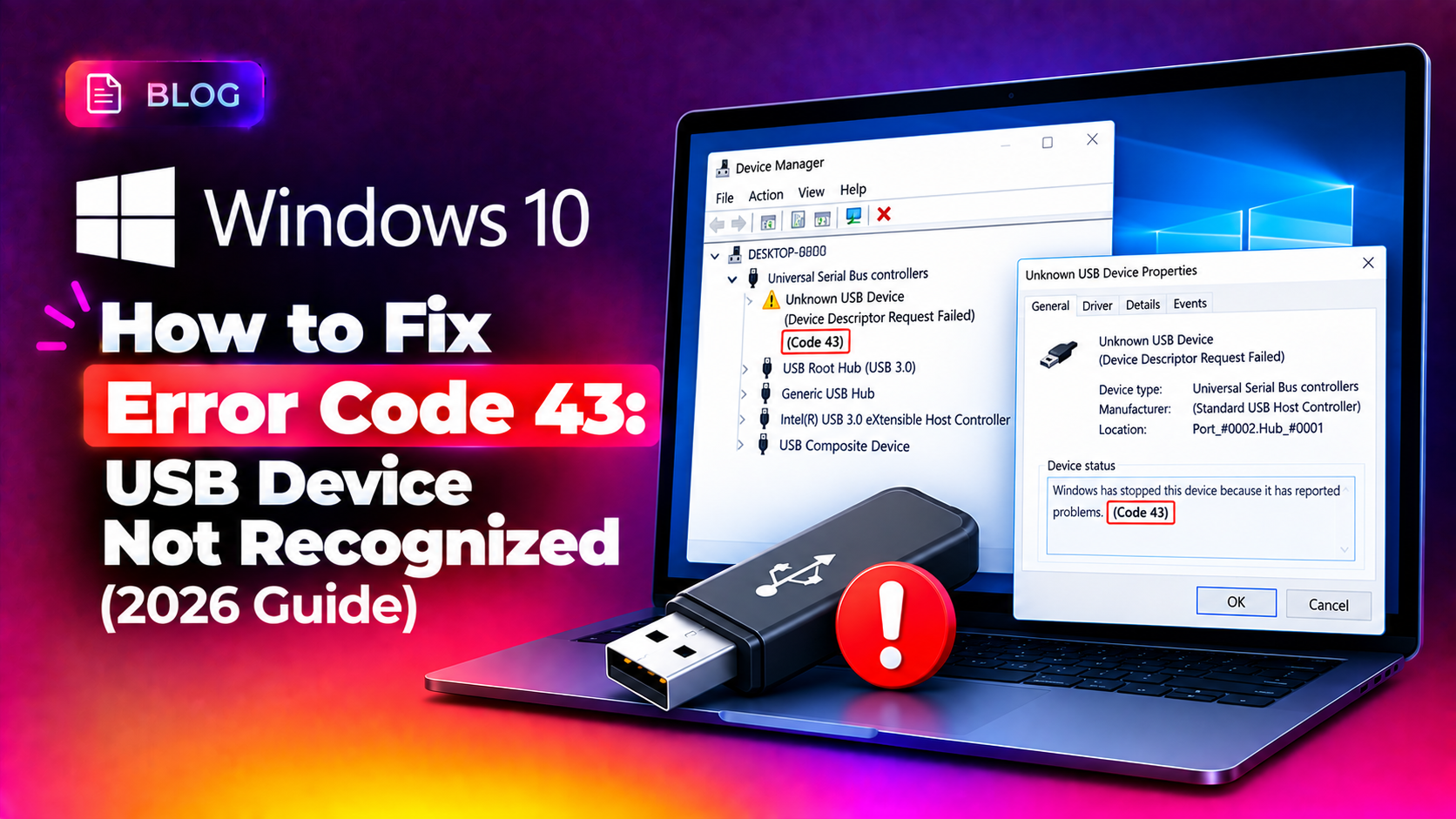 How to Fix Windows 10 Error Code 43: USB Device Not Recognized (2026 Guide)
