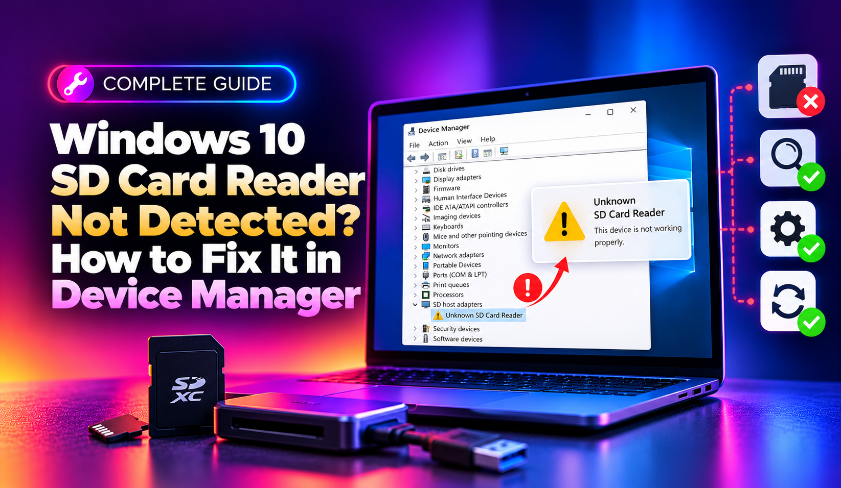 Windows 10 SD Card Reader Not Detected? How to Fix It in Device Manager (2026 Guide)