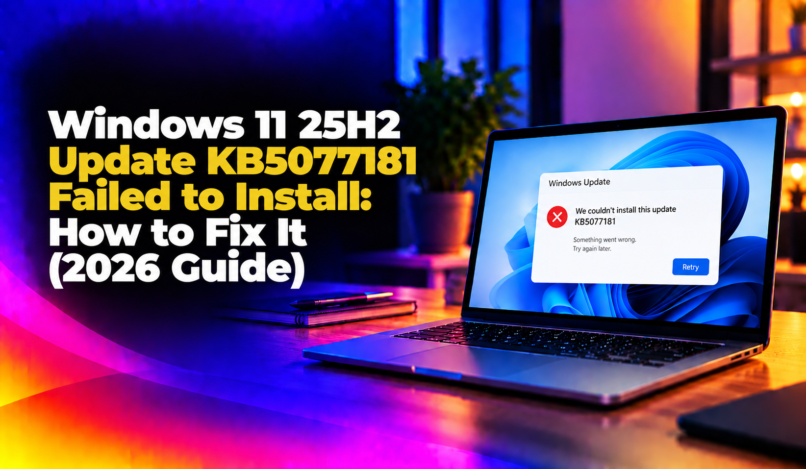 Windows 11 25H2 Update KB5077181 Failed to Install: Fix (2026)