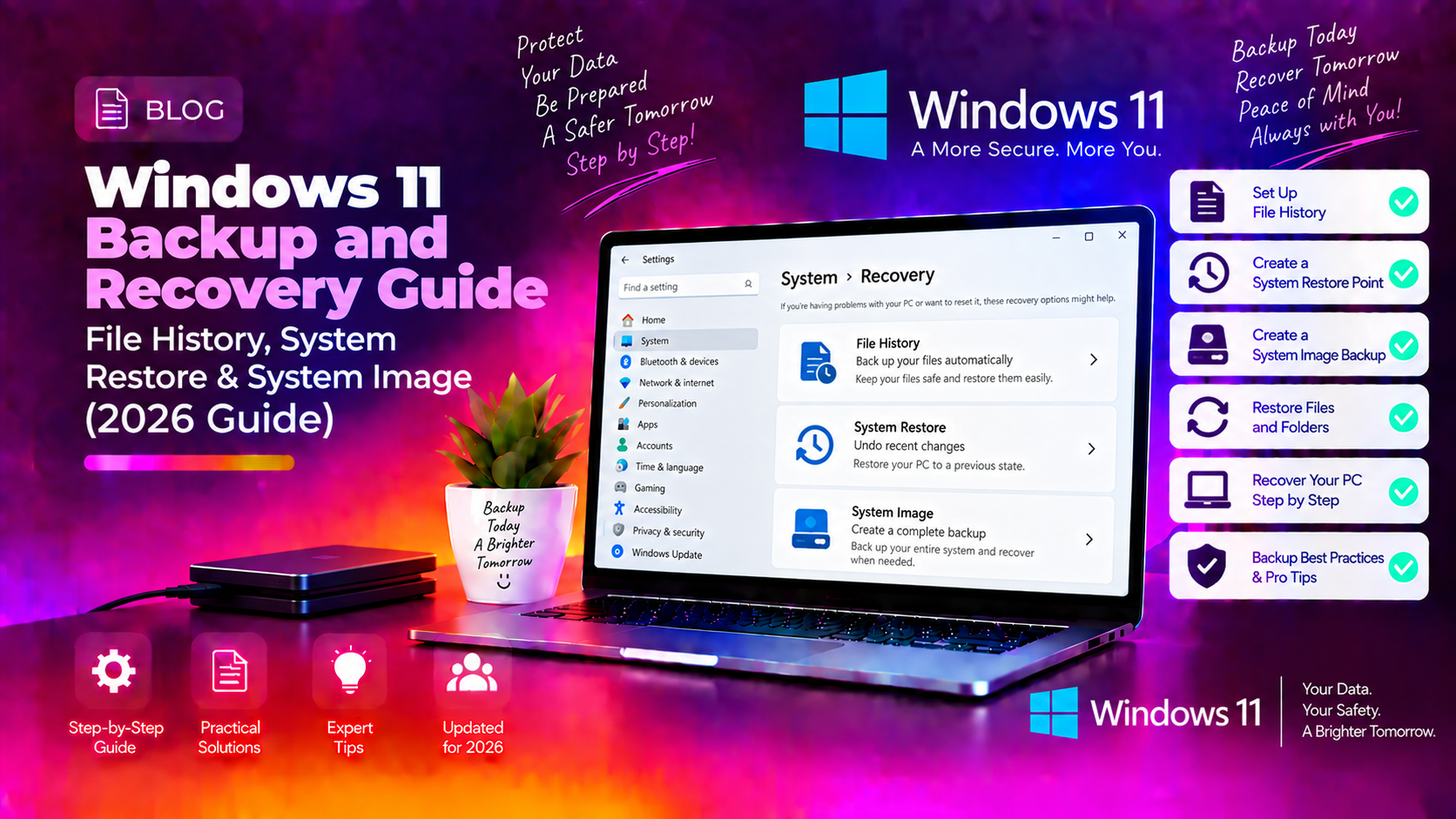 Windows 11 Backup and Recovery Guide: File History, System Restore & System Image (2026)